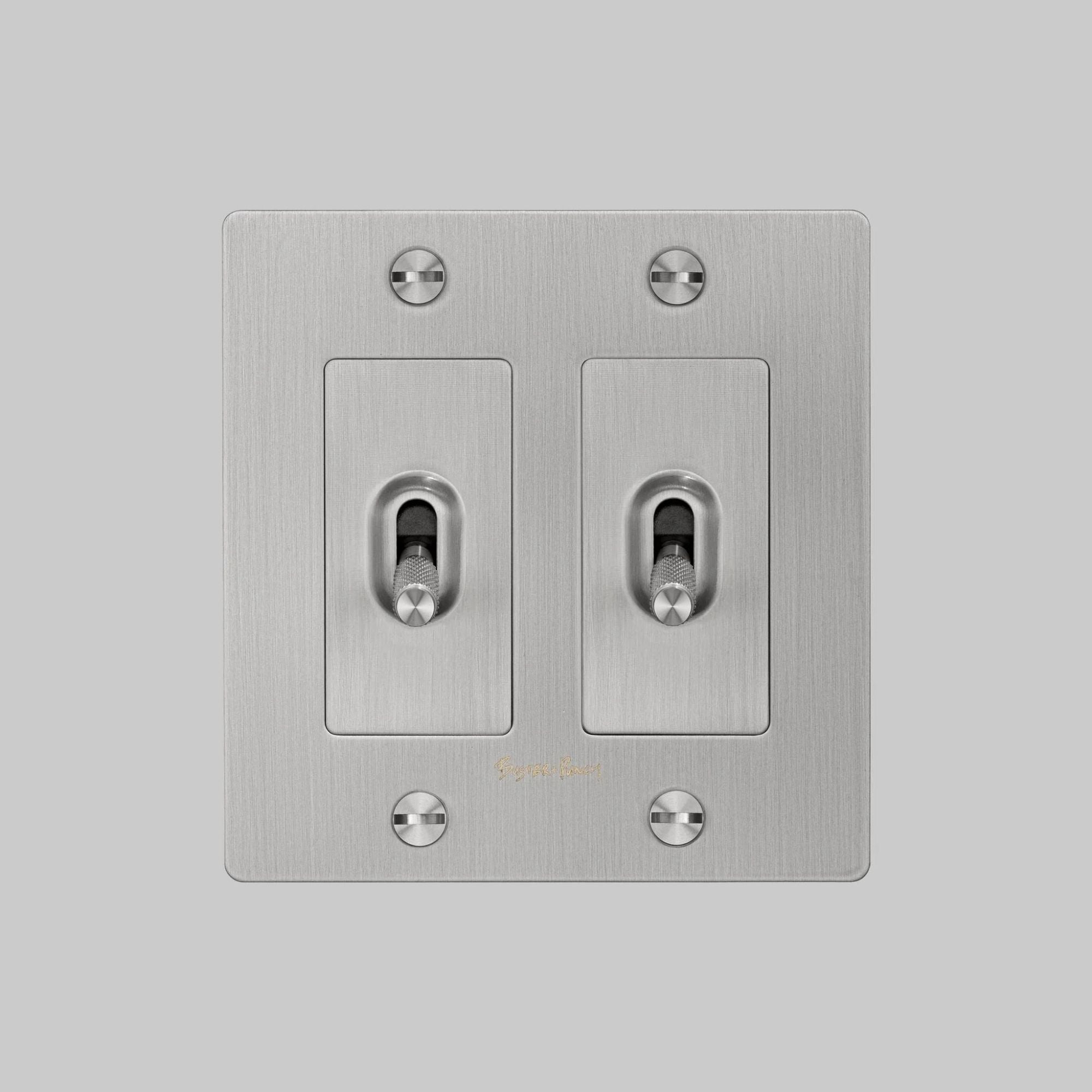 Buster + Punch NTK-073431 Cross 2-Gang Toggle Switch With Logo, 15A, Single Pole/3-Way, Steel