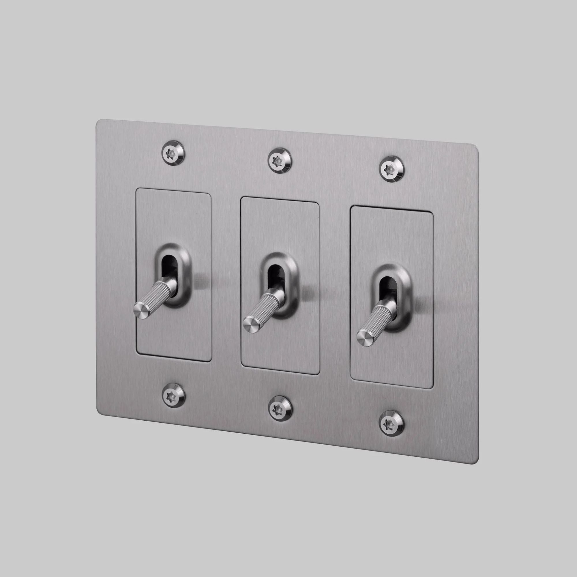 Buster + Punch NTK-074399 Linear 3-Gang Toggle Switch Without Logo, 15A, Single Pole/3-Way, Steel