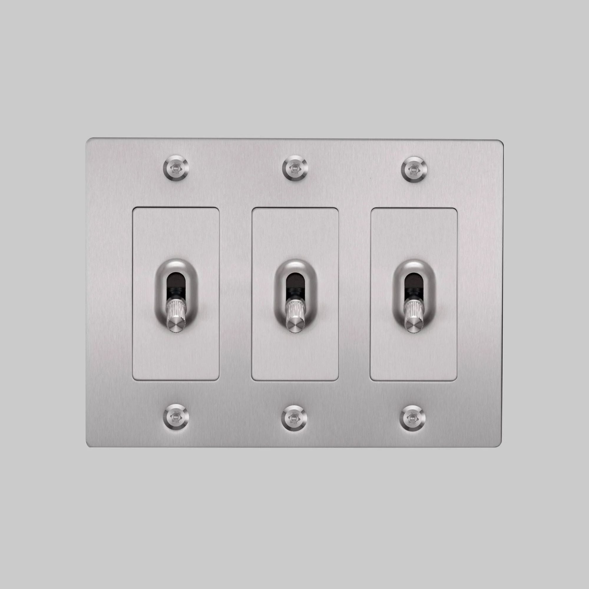 Buster + Punch NTK-074399 Linear 3-Gang Toggle Switch Without Logo, 15A, Single Pole/3-Way, Steel