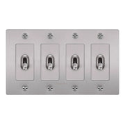 Buster + Punch NTK-074404 Cross 4-Gang Toggle Switch With Logo, 15A, Single Pole/3-Way, Steel