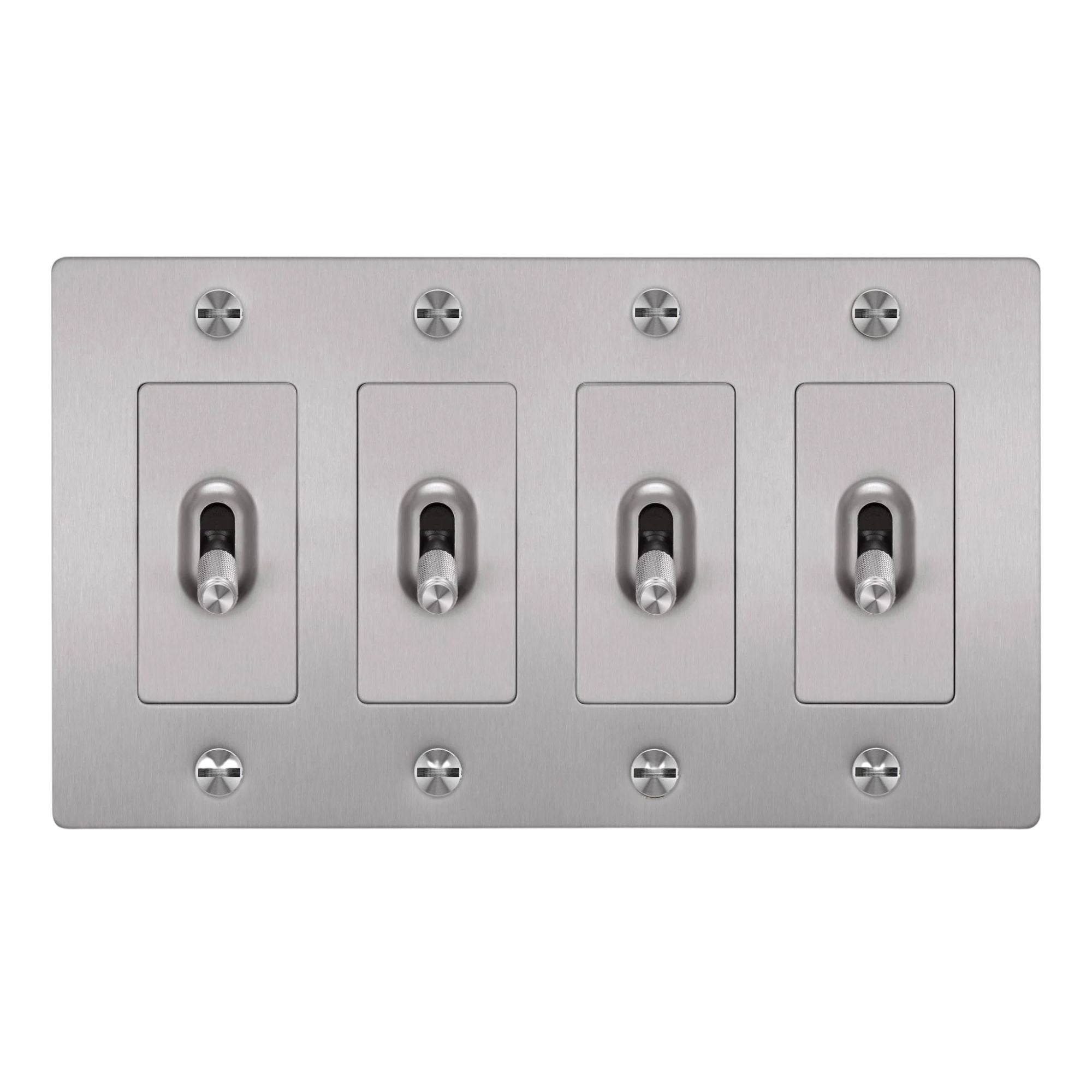 Buster + Punch NTK-074409 Cross 4-Gang Toggle Switch Without Logo, 15A, Single Pole/3-Way, Steel