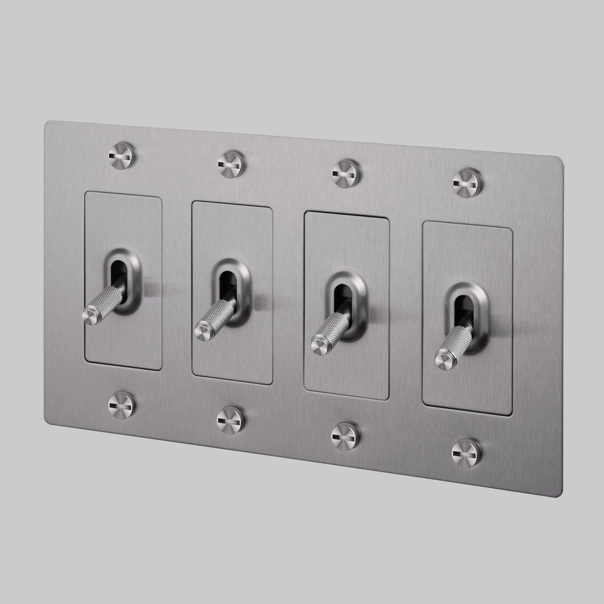 Buster + Punch NTK-074409 Cross 4-Gang Toggle Switch Without Logo, 15A, Single Pole/3-Way, Steel