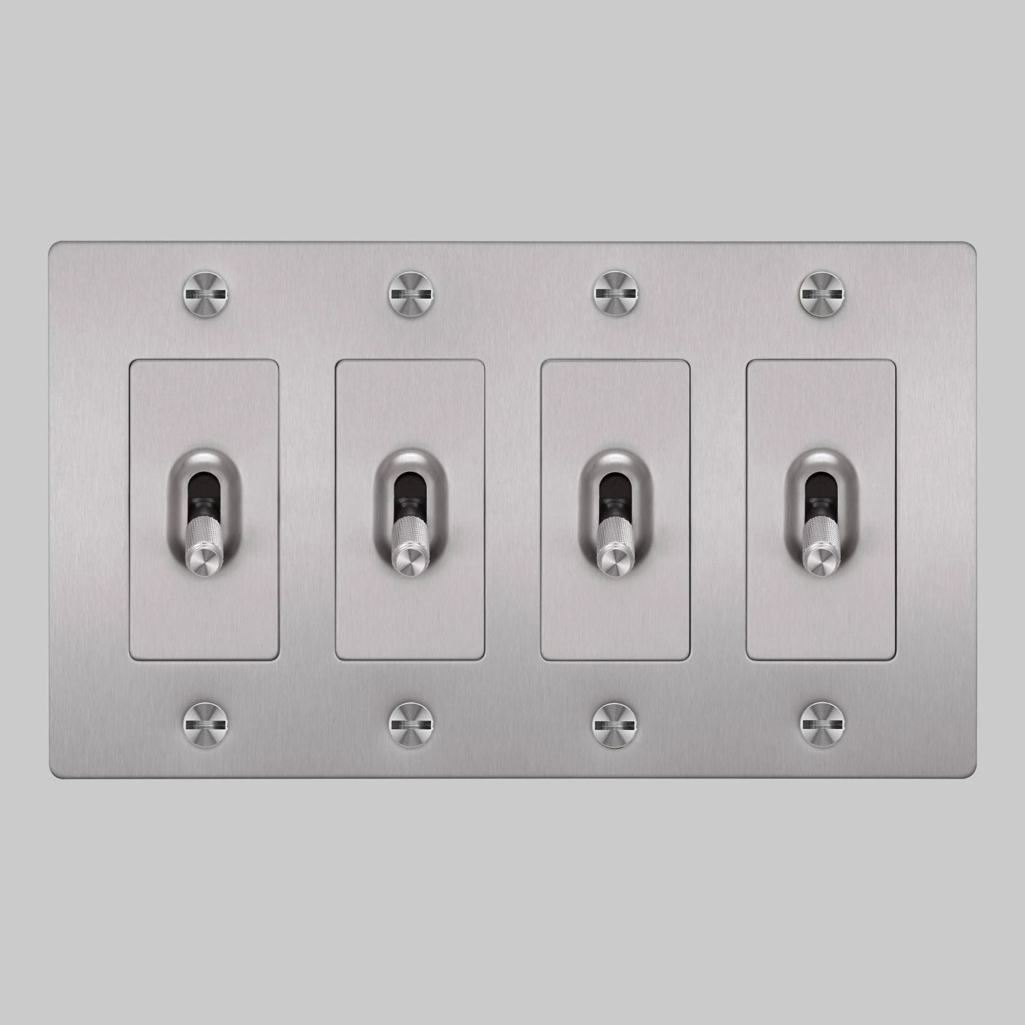 Buster + Punch NTK-074409 Cross 4-Gang Toggle Switch Without Logo, 15A, Single Pole/3-Way, Steel
