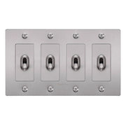 Buster + Punch NTK-074414 Linear 4-Gang Toggle Switch With Logo, 15A, Single-Pole/3-Way, Steel