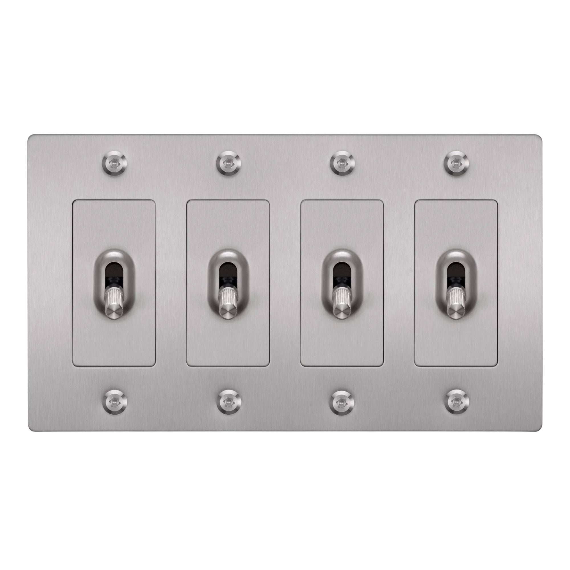 Buster + Punch NTK-074419 Linear 4-Gang Toggle Switch Without Logo, 15A, Single Pole/3-Way, Steel