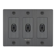 Buster + Punch NTK-094383 Cross 3-Gang Toggle Switch With Logo, 15A, Single Pole/3-Way, Smoked Bronze