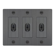 Buster + Punch NTK-094388 Cross 3-Gang Toggle Switch Without Logo, 15A, Single Pole/3-Way, Smoked Bronze
