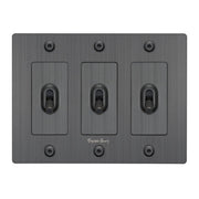 Buster + Punch NTK-094393 Linear 3-Gang Toggle Switch With Logo, 15A, Single Pole/3-Way, Smoked Bronze