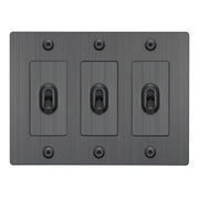 Buster + Punch NTK-094398 Linear 3-Gang Toggle Switch Without Logo, 15A, Single Pole/3-Way, Smoked Bronze