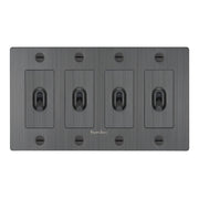 Buster + Punch NTK-094403 Cross 4-Gang Toggle Switch With Logo, 15A, Single Pole/3-Way, Smoked Bronze