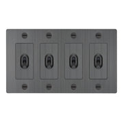 Buster + Punch NTK-094408 Cross 4-Gang Toggle Switch Without Logo, 15A, Single Pole/3-Way, Smoked Bronze