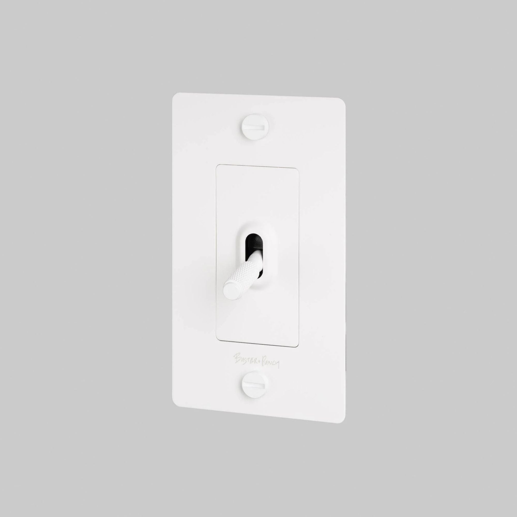 Buster + Punch NTK-143426 Cross 1-Gang Toggle Switch With Logo, 15A, Single Pole/3-Way, White
