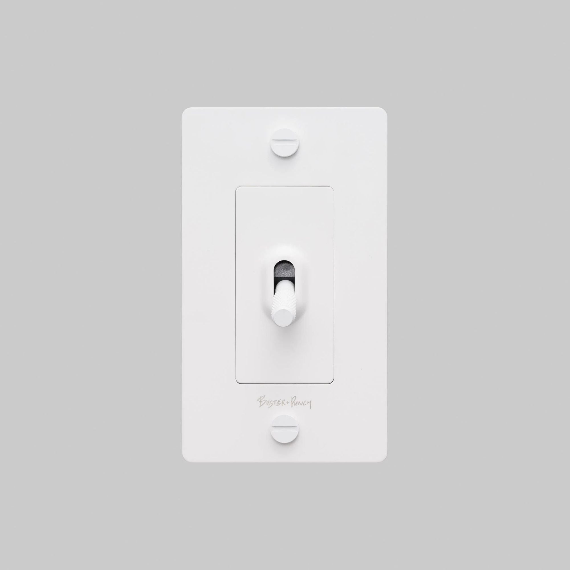 Buster + Punch NTK-143426 Cross 1-Gang Toggle Switch With Logo, 15A, Single Pole/3-Way, White