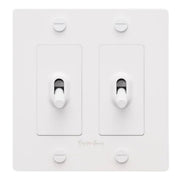 Buster + Punch NTK-143433 Cross 2-Gang Toggle Switch With Logo, 15A, Single Pole/3-Way, White