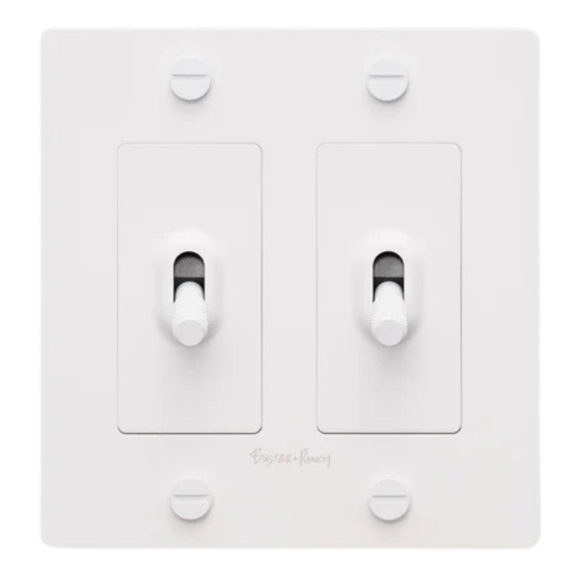 Buster + Punch NTK-143433 Cross 2-Gang Toggle Switch With Logo, 15A, Single Pole/3-Way, White