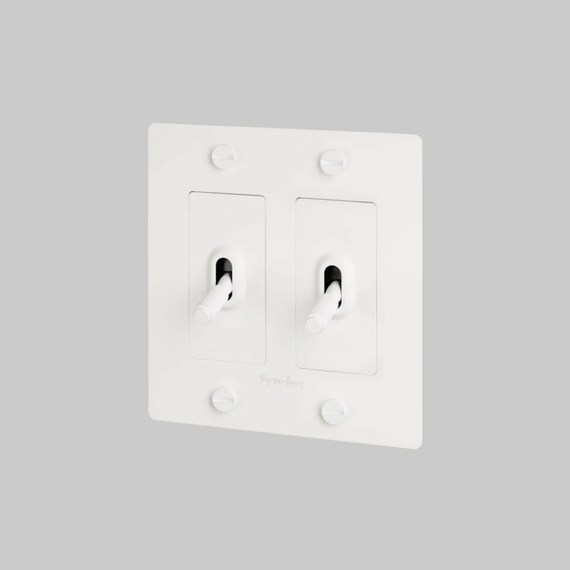 Buster + Punch NTK-143433 Cross 2-Gang Toggle Switch With Logo, 15A, Single Pole/3-Way, White