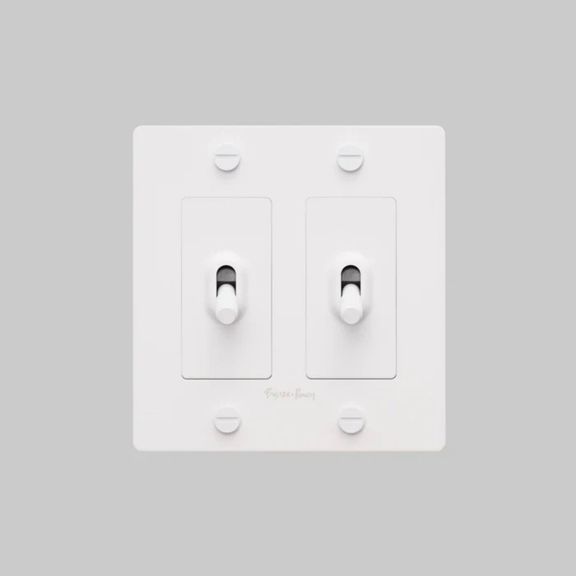 Buster + Punch NTK-143433 Cross 2-Gang Toggle Switch With Logo, 15A, Single Pole/3-Way, White
