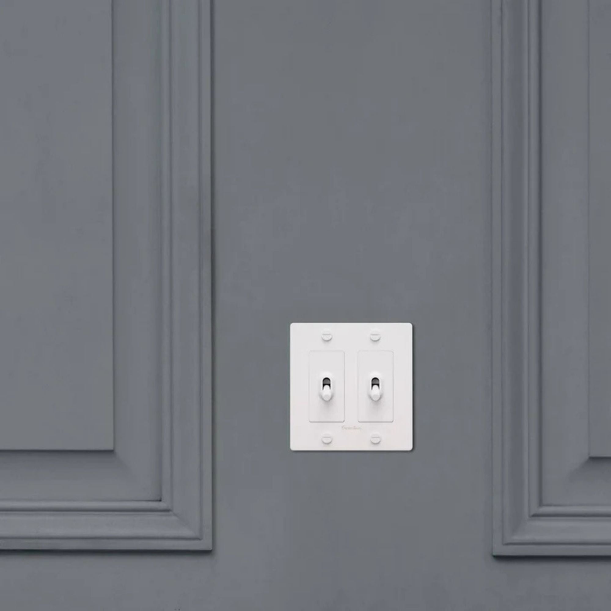 Buster + Punch NTK-143433 Cross 2-Gang Toggle Switch With Logo, 15A, Single Pole/3-Way, White