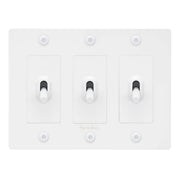 Buster + Punch NTK-144395 Linear 3-Gang Toggle Switch With Logo, 15A, Single Pole/3-Way, White