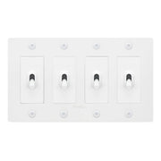 Buster + Punch NTK-144415 Linear 4-Gang Toggle Switch With Logo, 15A, Single Pole/3-Way, White