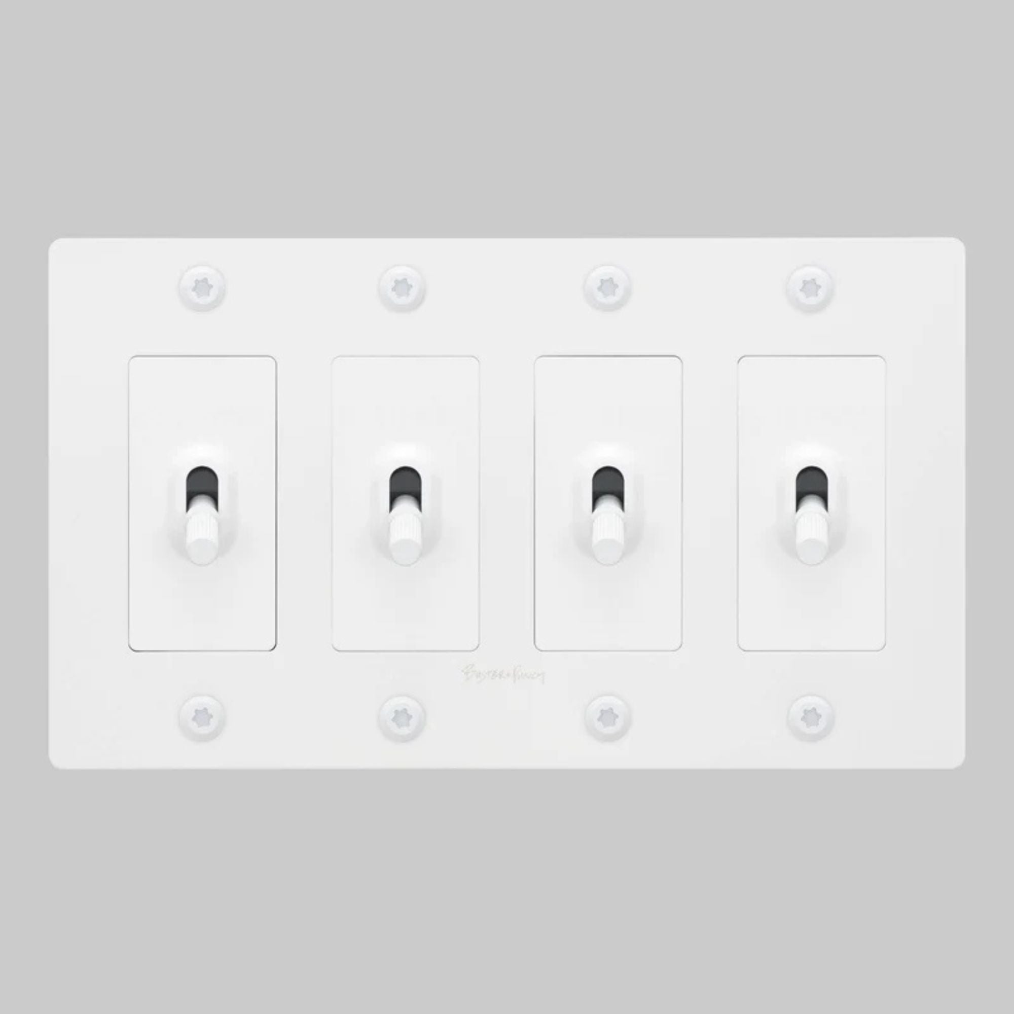 Buster + Punch NTK-144415 Linear 4-Gang Toggle Switch With Logo, 15A, Single Pole/3-Way, White