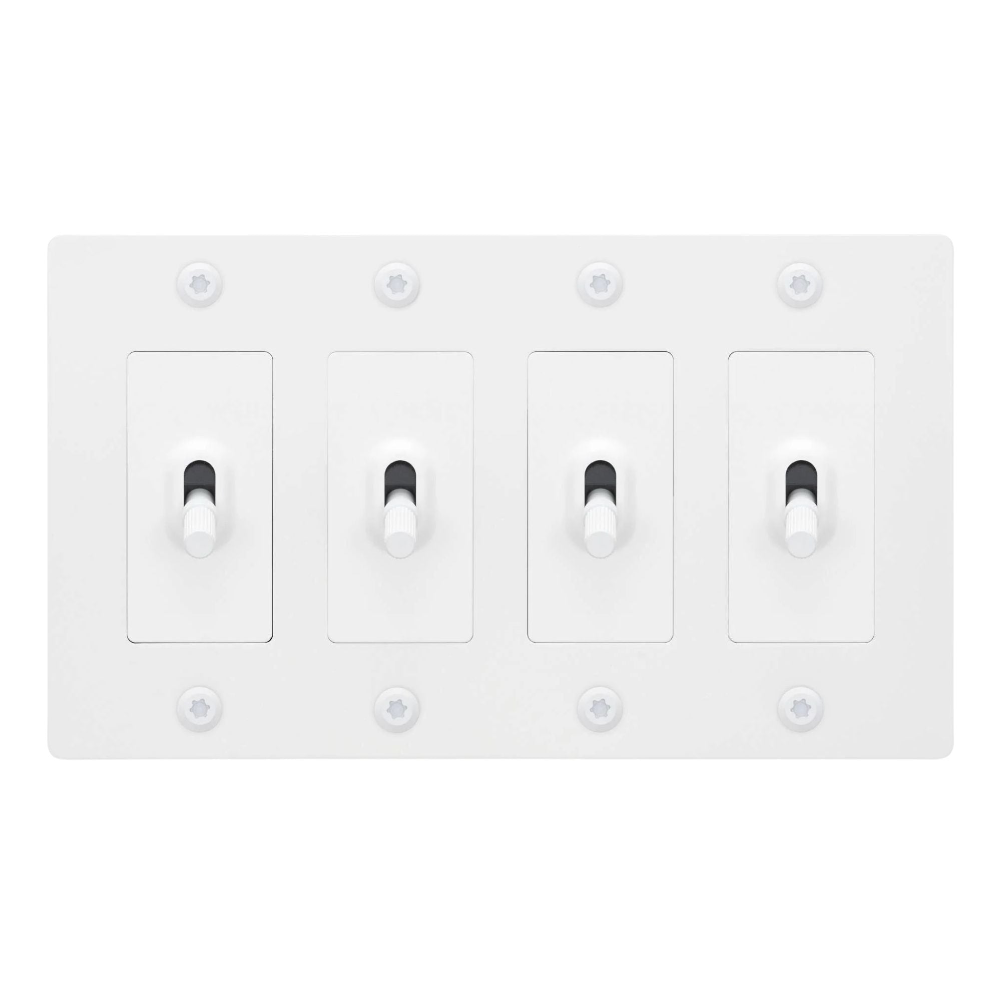 Buster + Punch NTK-144420 Linear 4-Gang Toggle Switch Without Logo, 15A, Single Pole/3-Way, White
