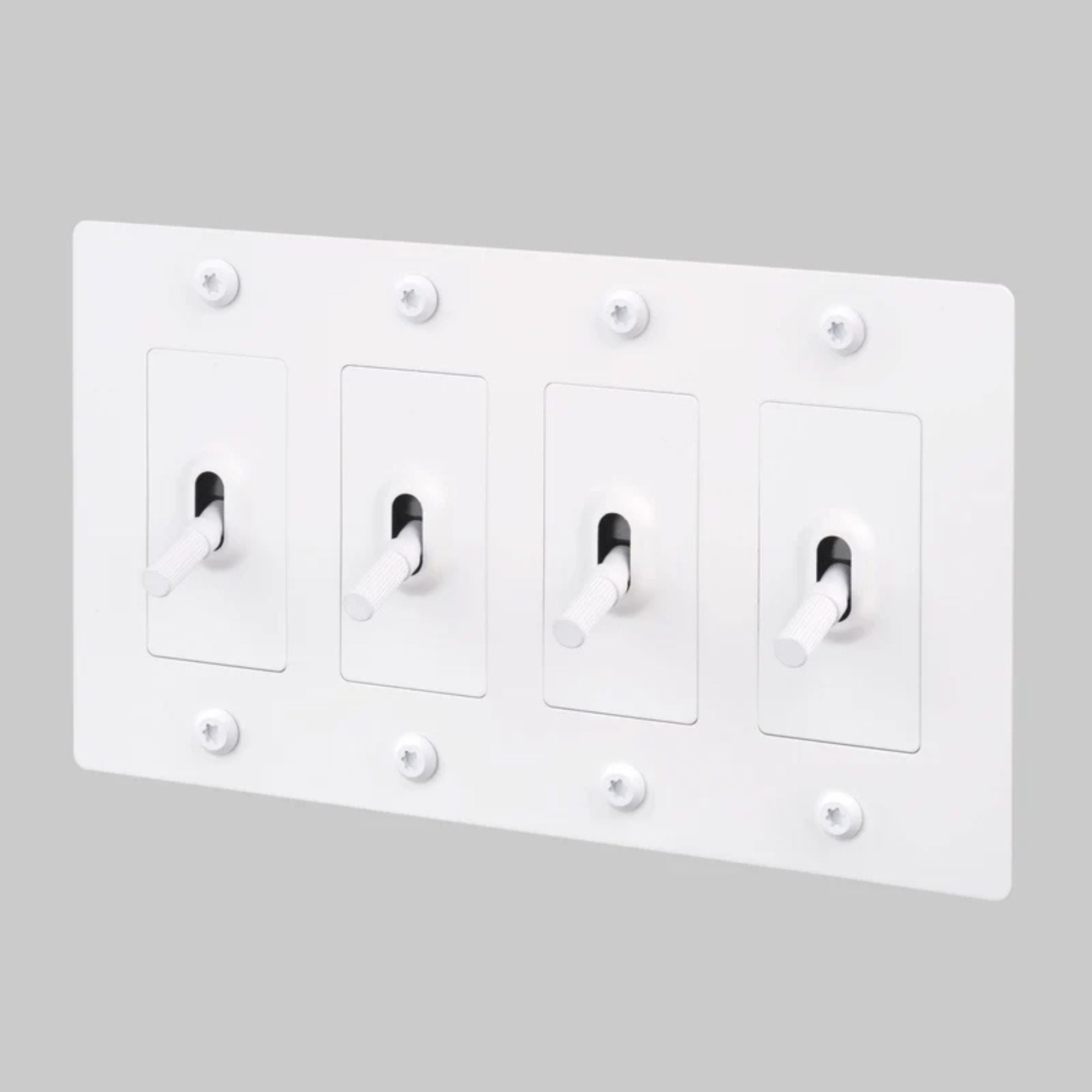 Buster + Punch NTK-144420 Linear 4-Gang Toggle Switch Without Logo, 15A, Single Pole/3-Way, White