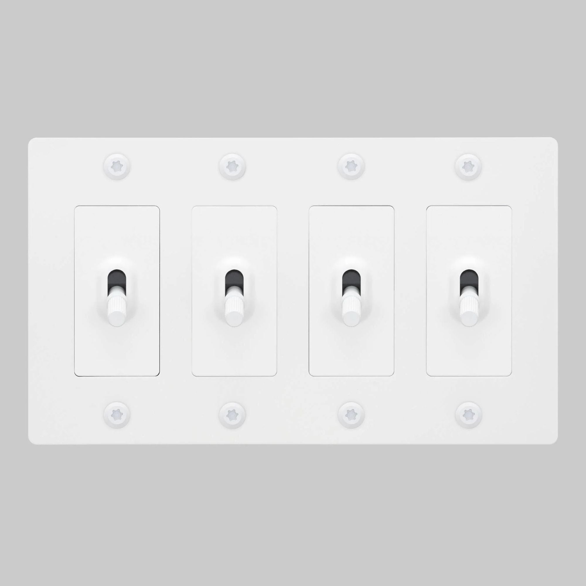 Buster + Punch NTK-144420 Linear 4-Gang Toggle Switch Without Logo, 15A, Single Pole/3-Way, White