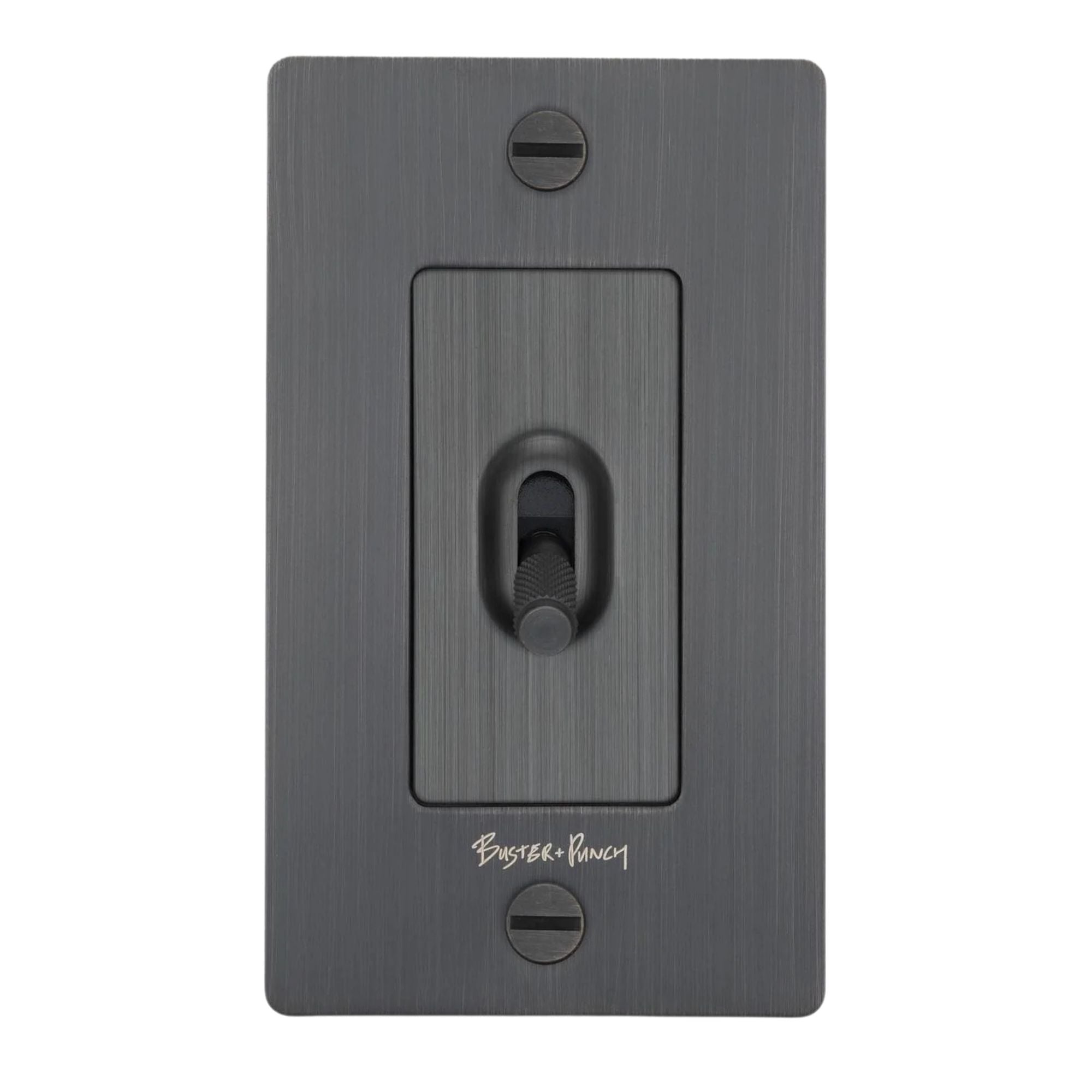 Buster + Punch NTK-453427 Cross 1-Gang Toggle Switch With Logo, 15A, Single Pole/3-Way, Smoked Bronze