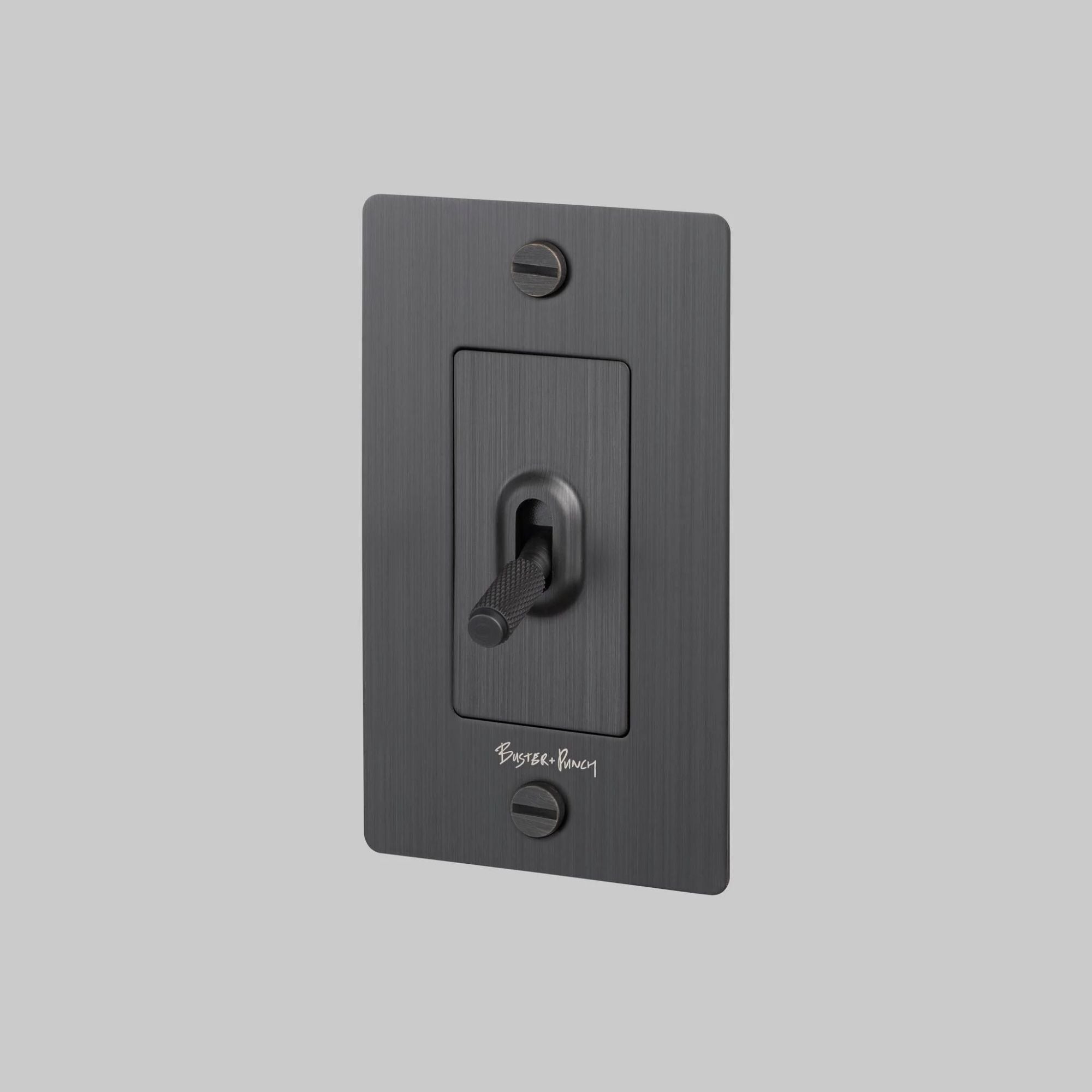 Buster + Punch NTK-453427 Cross 1-Gang Toggle Switch With Logo, 15A, Single Pole/3-Way, Smoked Bronze