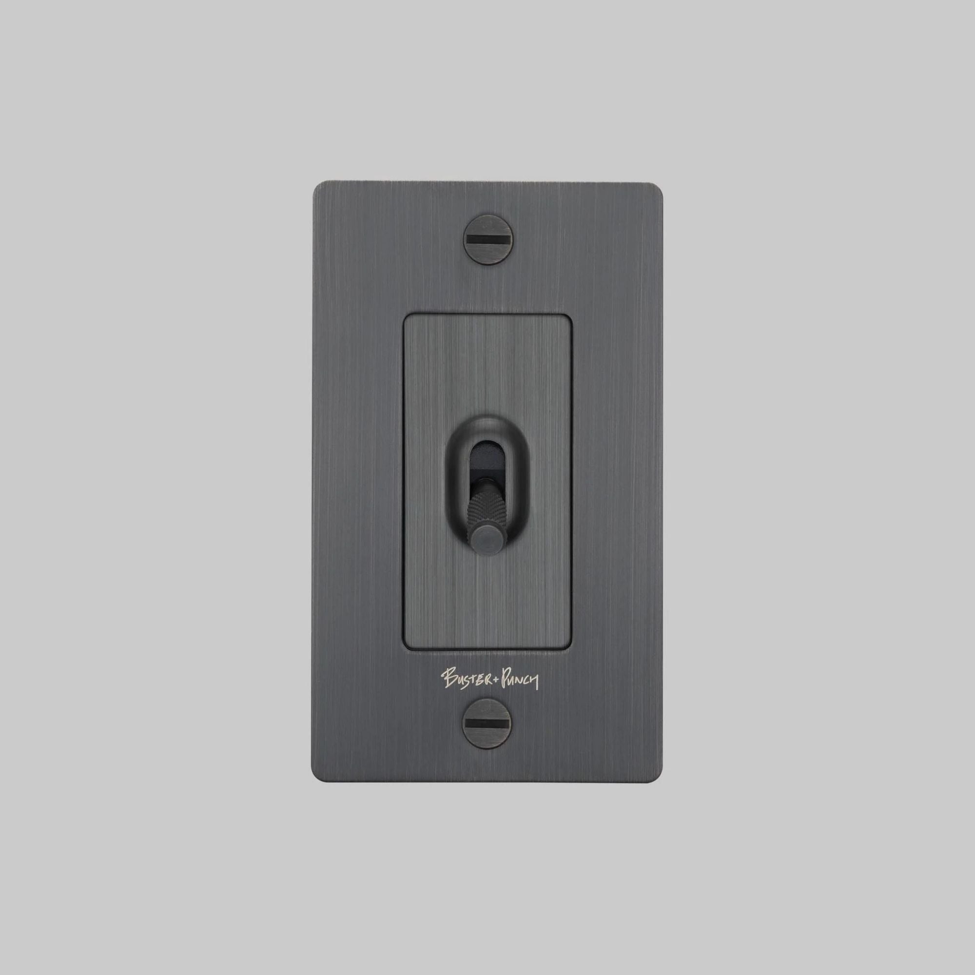 Buster + Punch NTK-453427 Cross 1-Gang Toggle Switch With Logo, 15A, Single Pole/3-Way, Smoked Bronze
