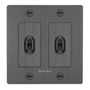 Buster + Punch NTK-453430 Cross 2-Gang Toggle Switch With Logo, 15A, Single Pole/3-Way, Smoked Bronze