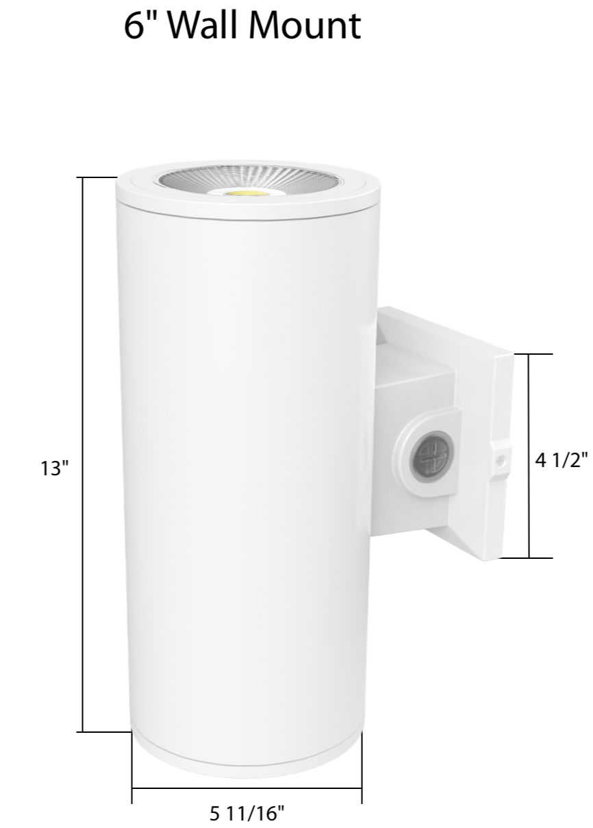 LED Cylinder Wall Light, Up/Down Light, 36W, 3330lm, 30K/40K/50K,120-277V, Black - Bees Lighting