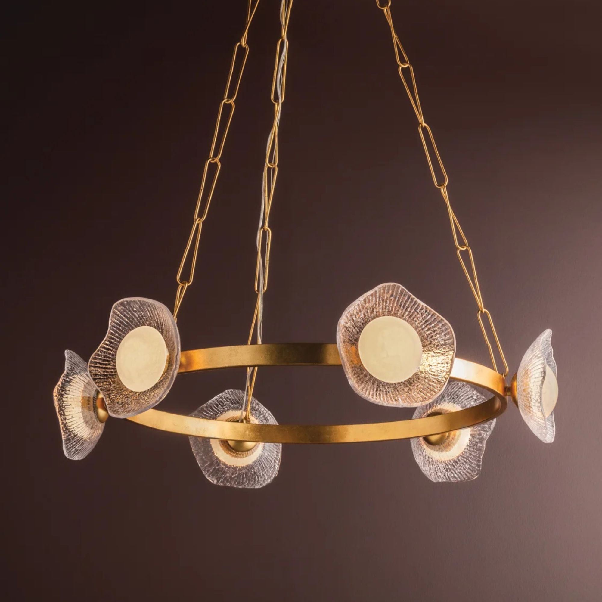 Almandine 41" LED Chandelier, Vintage Gold Leaf Finish
