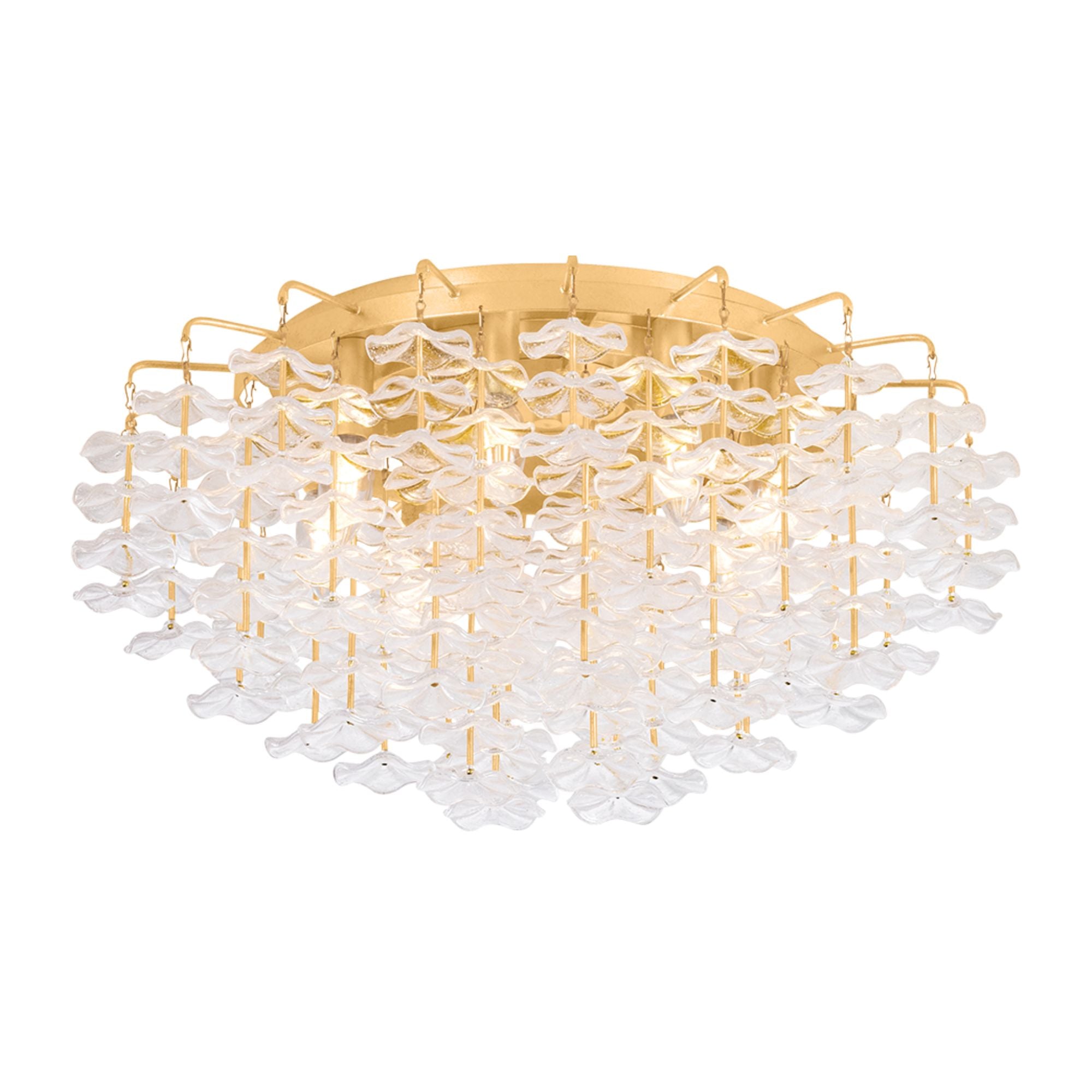 Corbett Alsace 24 in. 8-Light Semi-Flush Mount, Vintage Gold Leaf with Piastre Glass