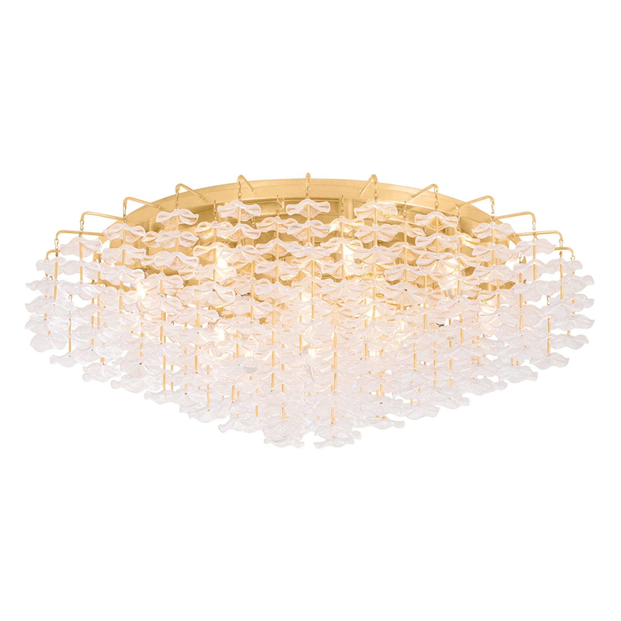 Corbett Alsace 36 in. 17-Light Semi-Flush Mount, Vintage Gold Leaf with Piastre Glass