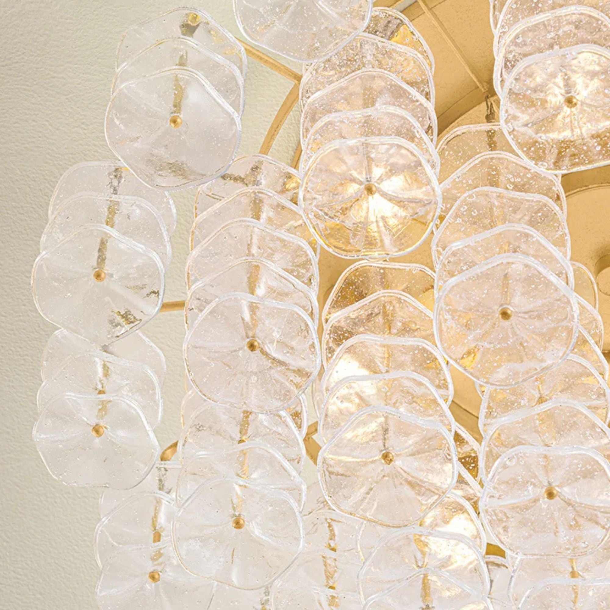 Corbett Alsace 36 in. 17-Light Semi-Flush Mount, Vintage Gold Leaf with Piastre Glass