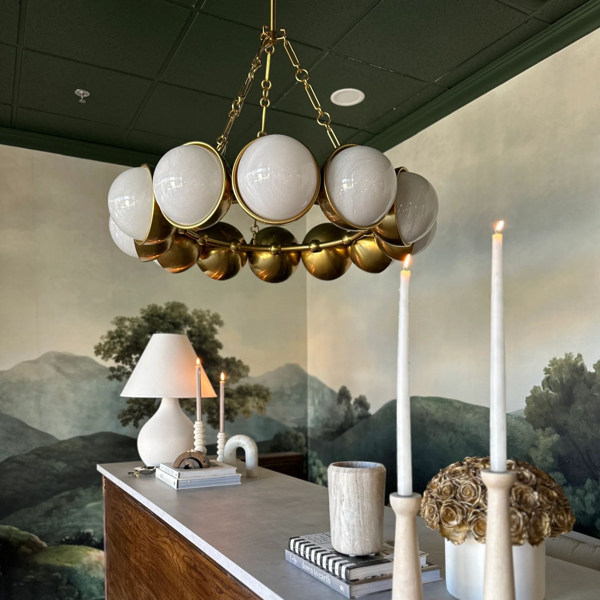 Althea 43" 12-Light Chandelier, Vintage Polished Brass Finish