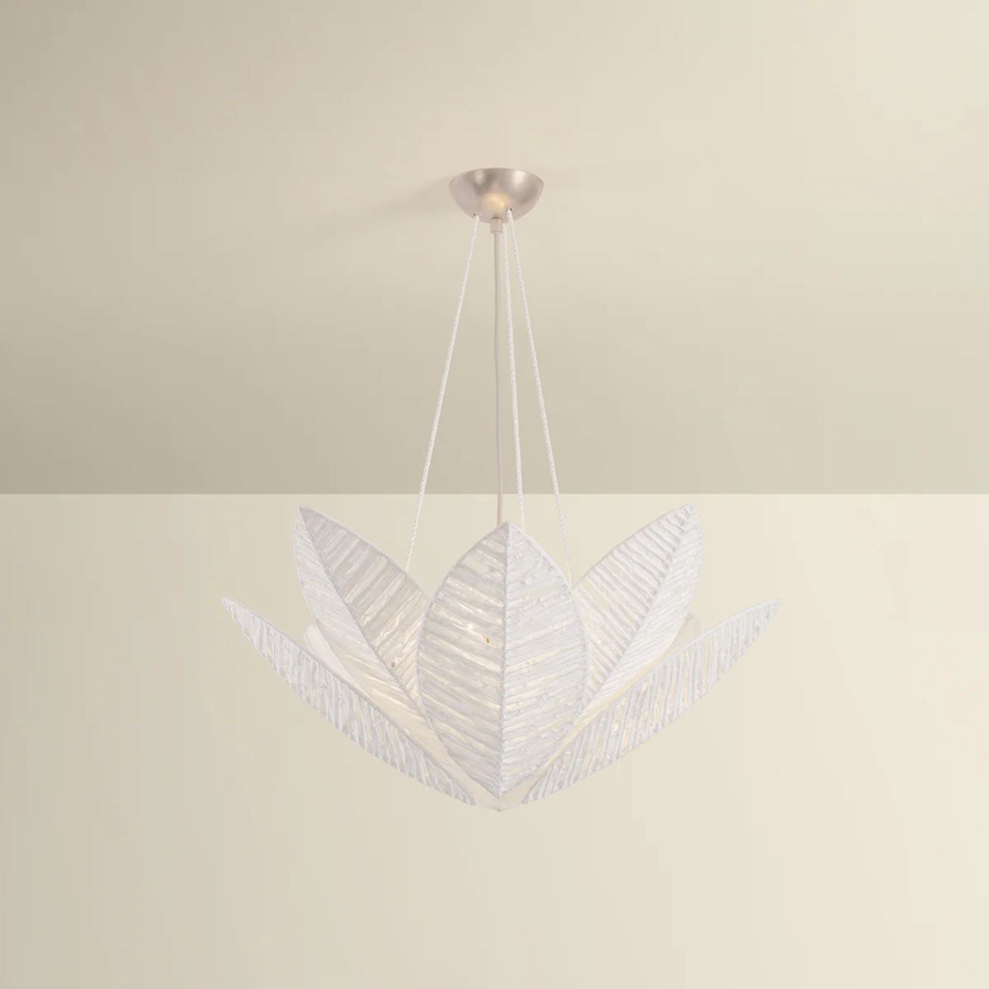 Corbett Azores 28 in. 3-Light Chandelier, Warm Silver Leaf with Handmade Paper Shade