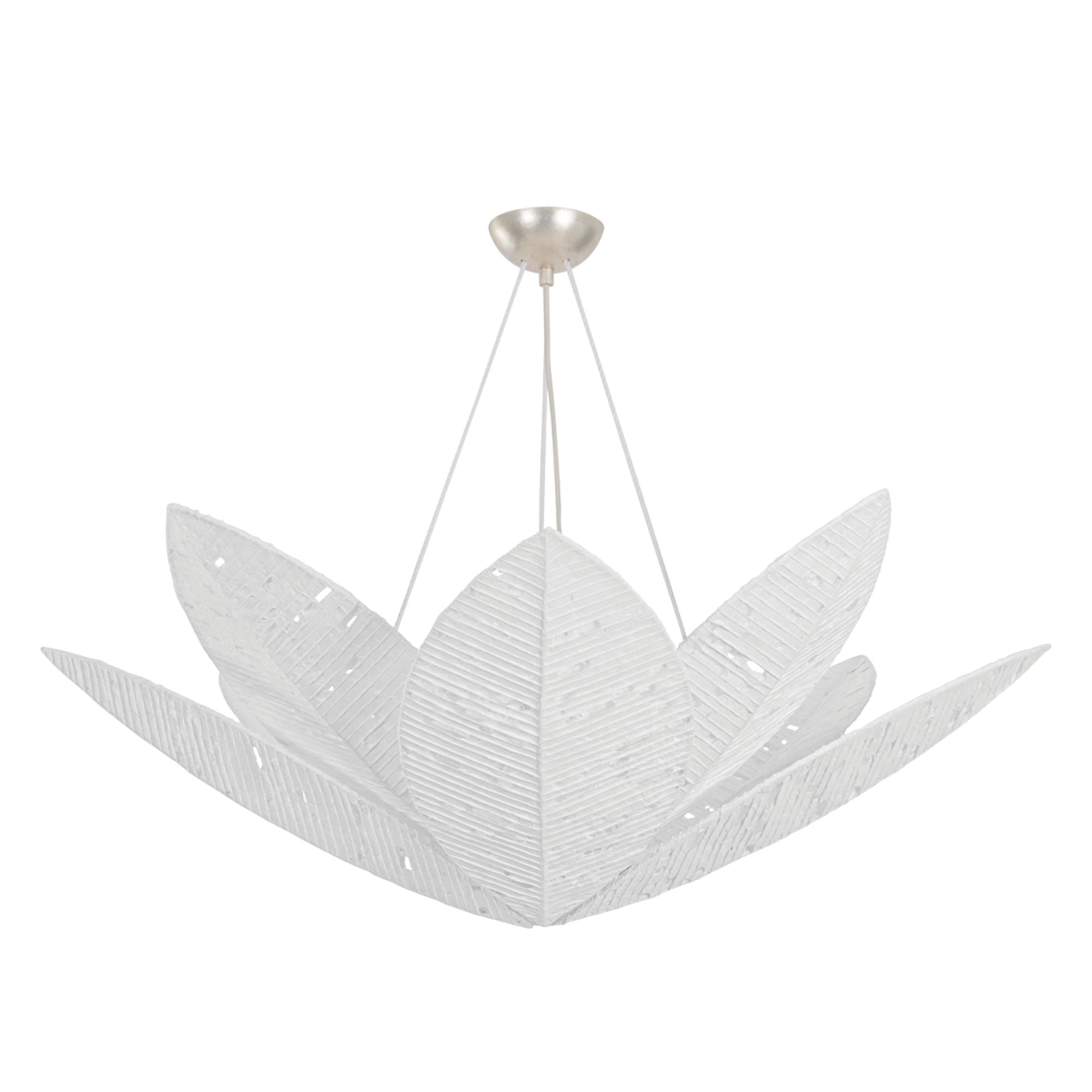Corbett Azores 40 in. 8-Light Chandelier, Warm Silver Leaf with Handmade Paper Shade