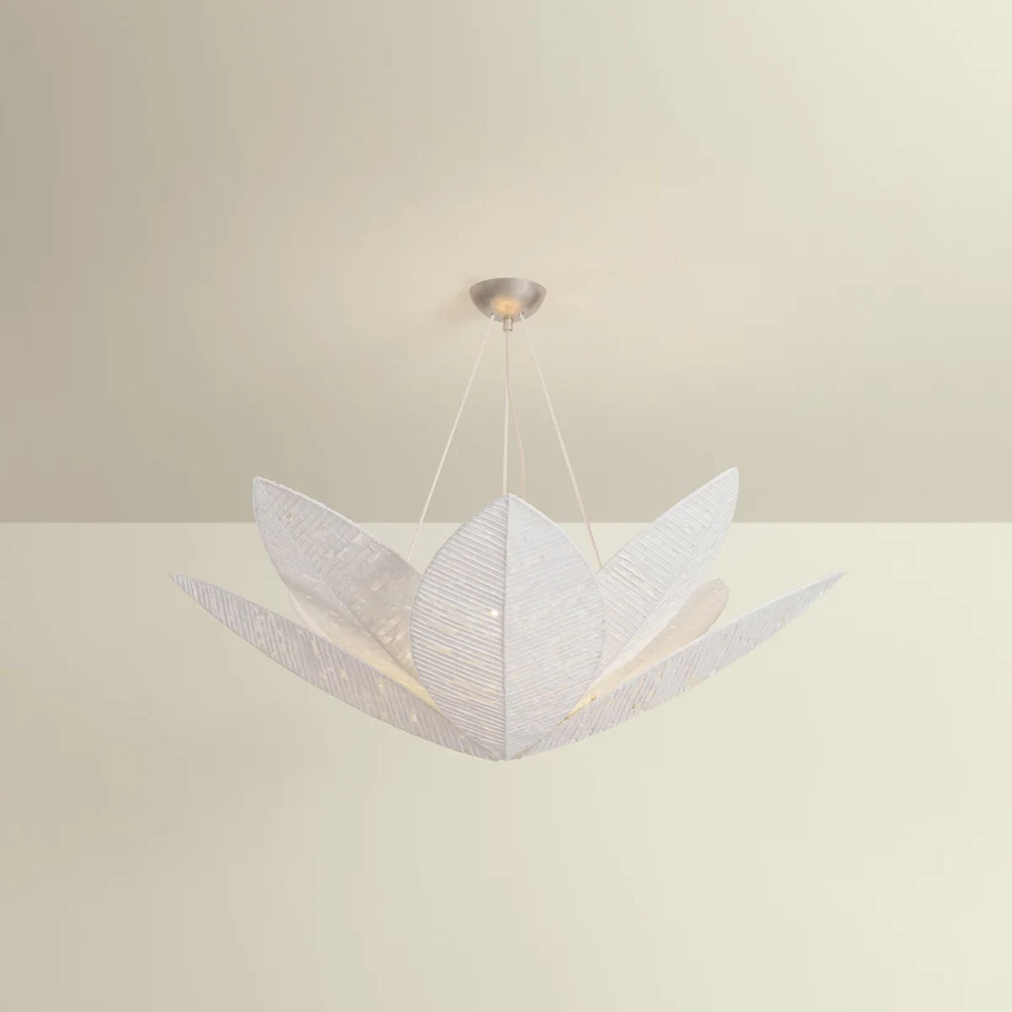 Corbett Azores 40 in. 8-Light Chandelier, Warm Silver Leaf with Handmade Paper Shade