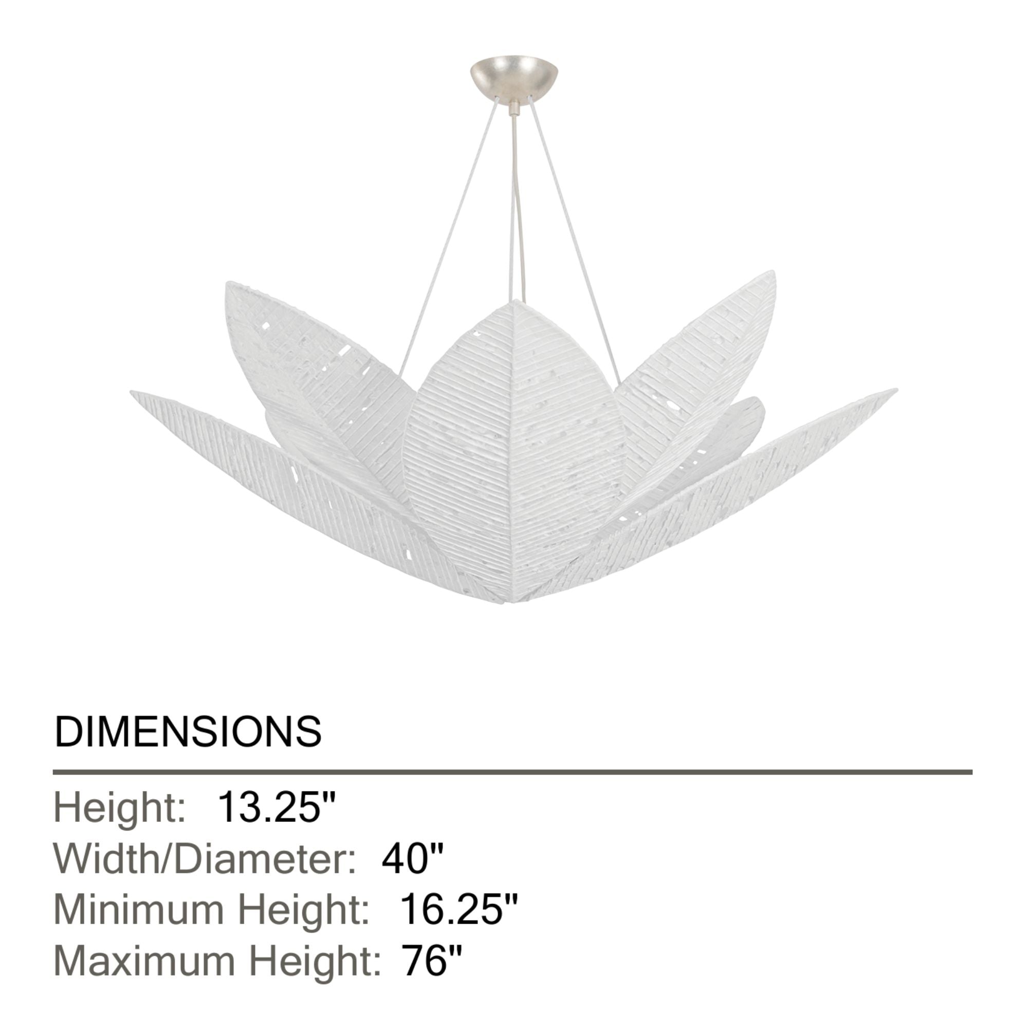 Corbett Azores 40 in. 8-Light Chandelier, Warm Silver Leaf with Handmade Paper Shade