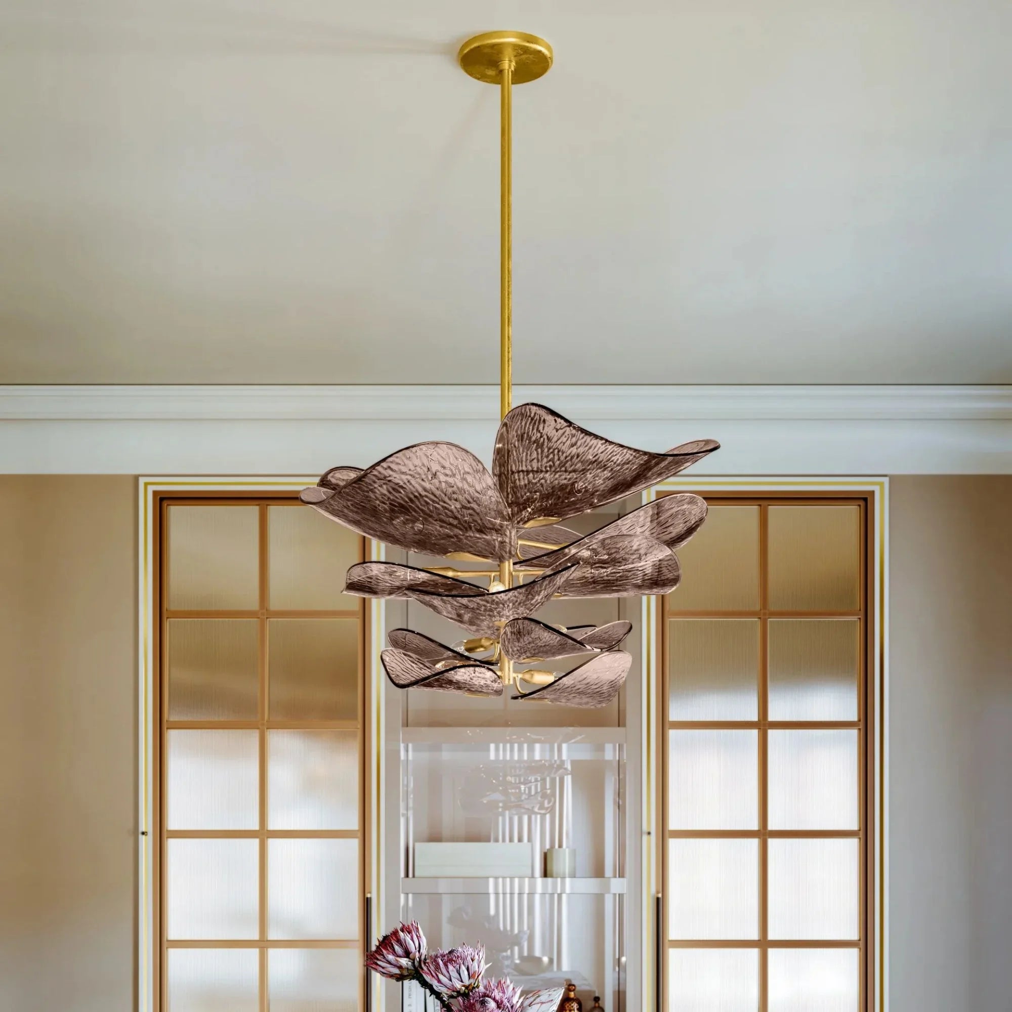 Corbett Lighting - Cardiff 35" 12-Light Chandelier, Vintage Gold Leaf Finish | Bees Lighting