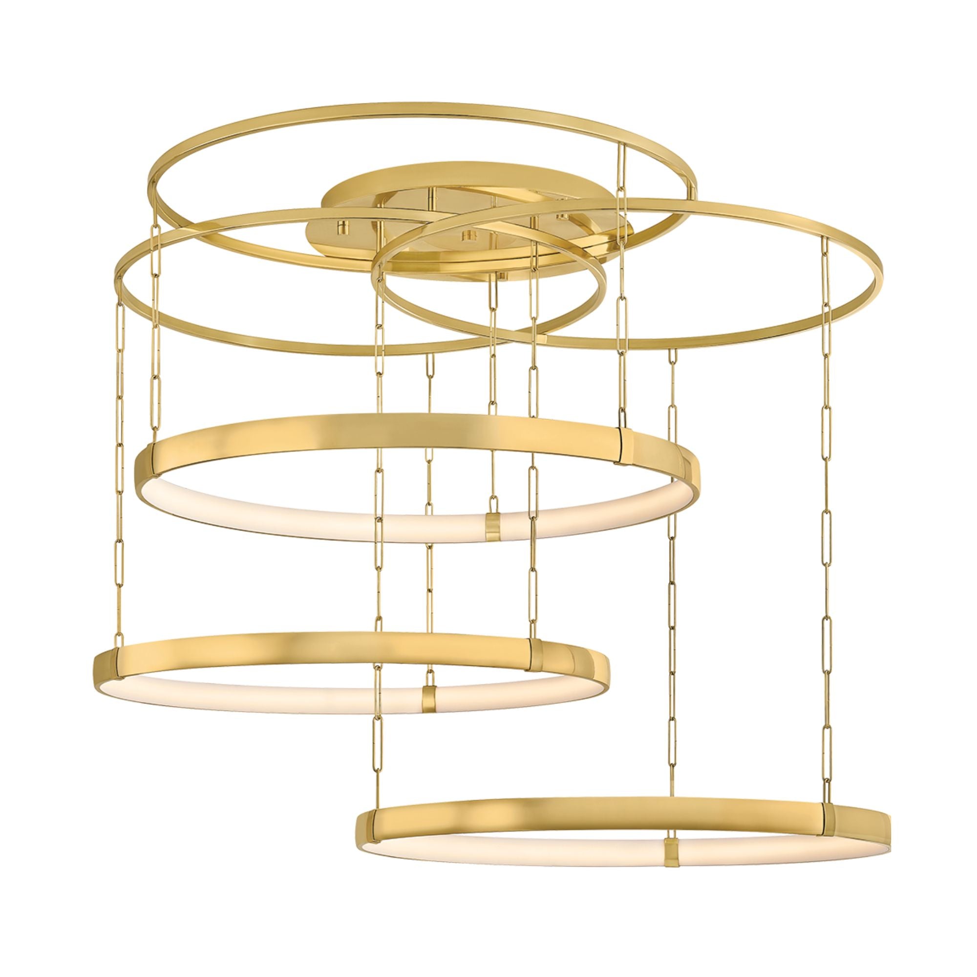 Corbett Chiasso 55.5 in. 3-Light Chandelier, Vintage Polished Brass with White Acrylic Shade