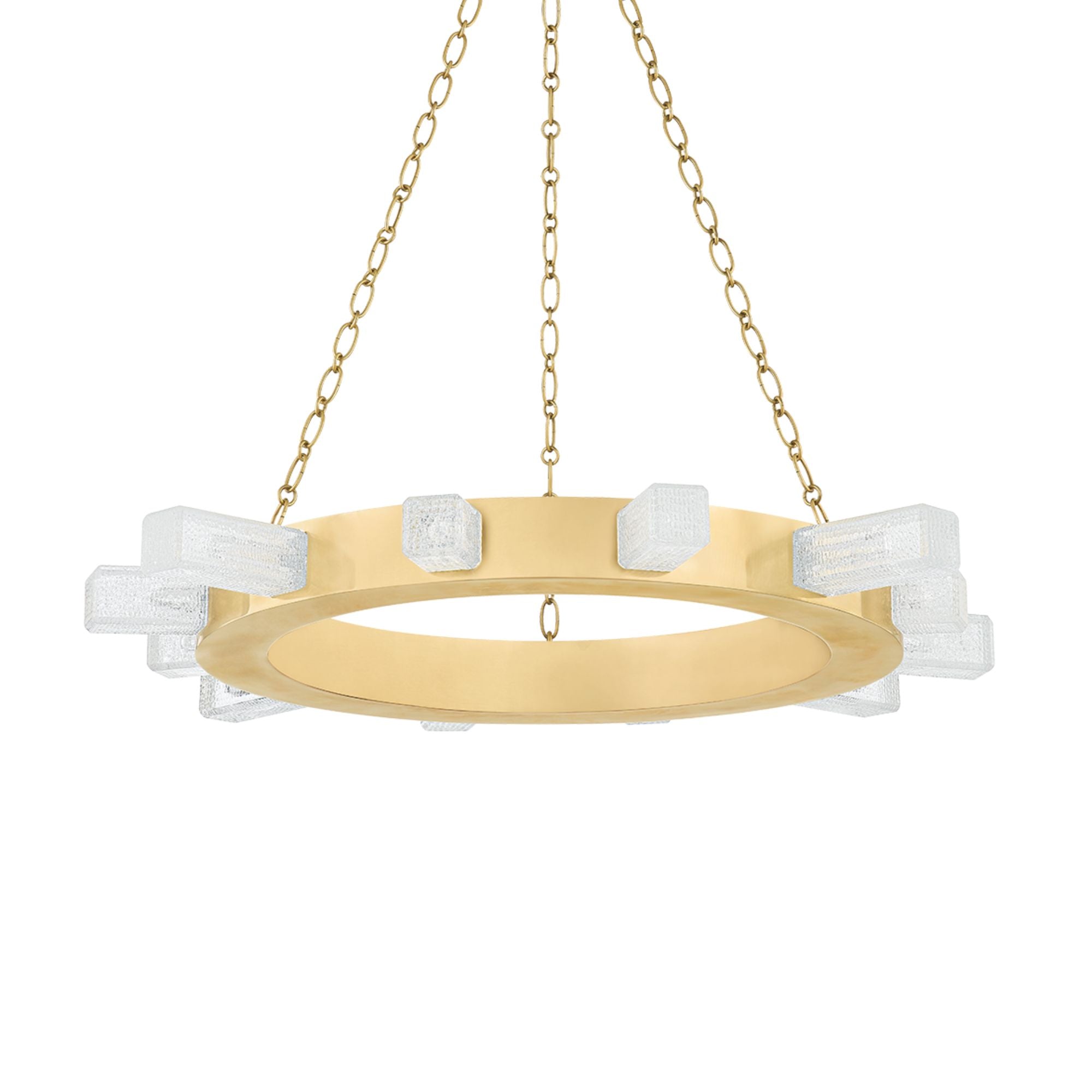 Citrine 36" LED Chandelier, Vintage Brass Finish