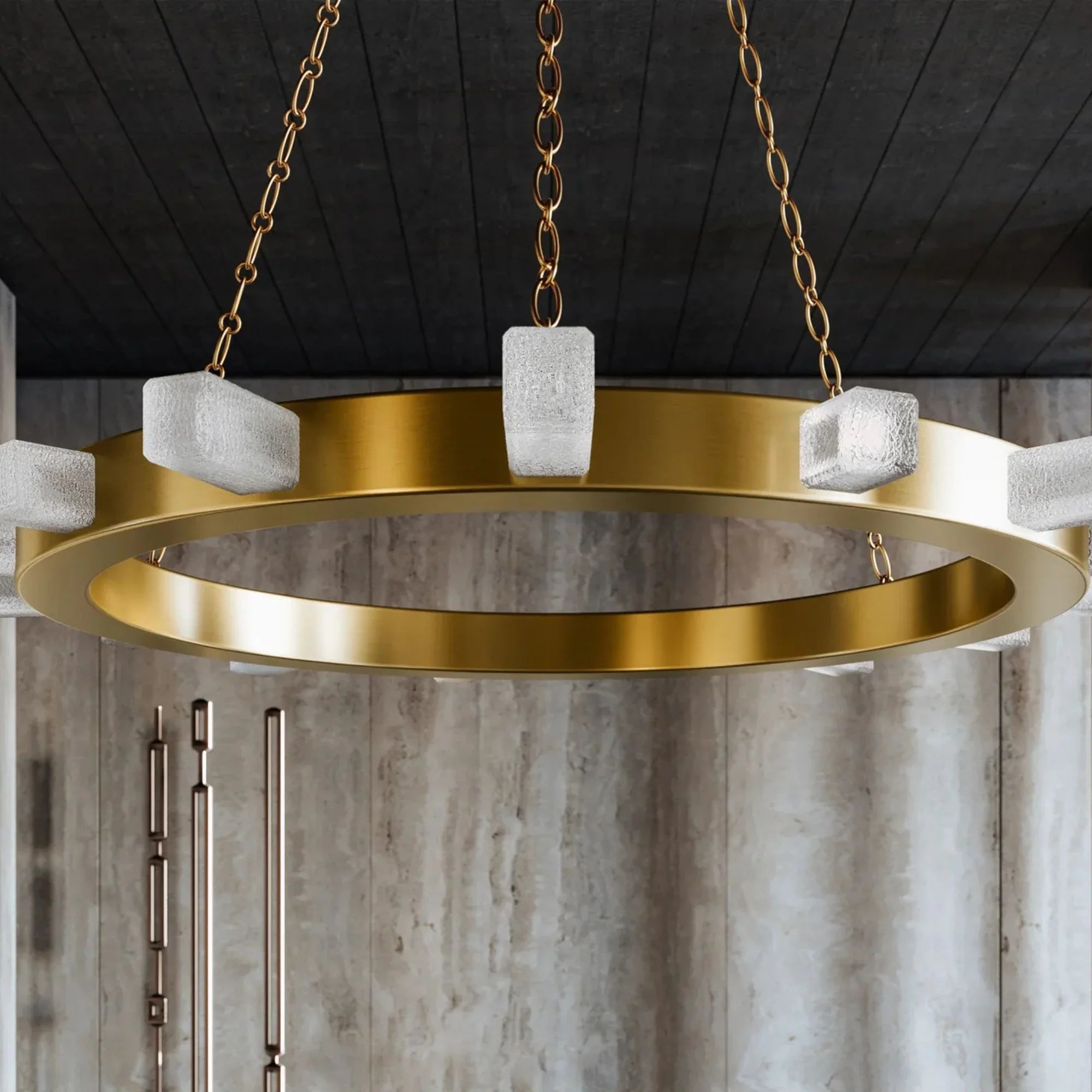 Citrine 49" LED Chandelier, Vintage Brass Finish
