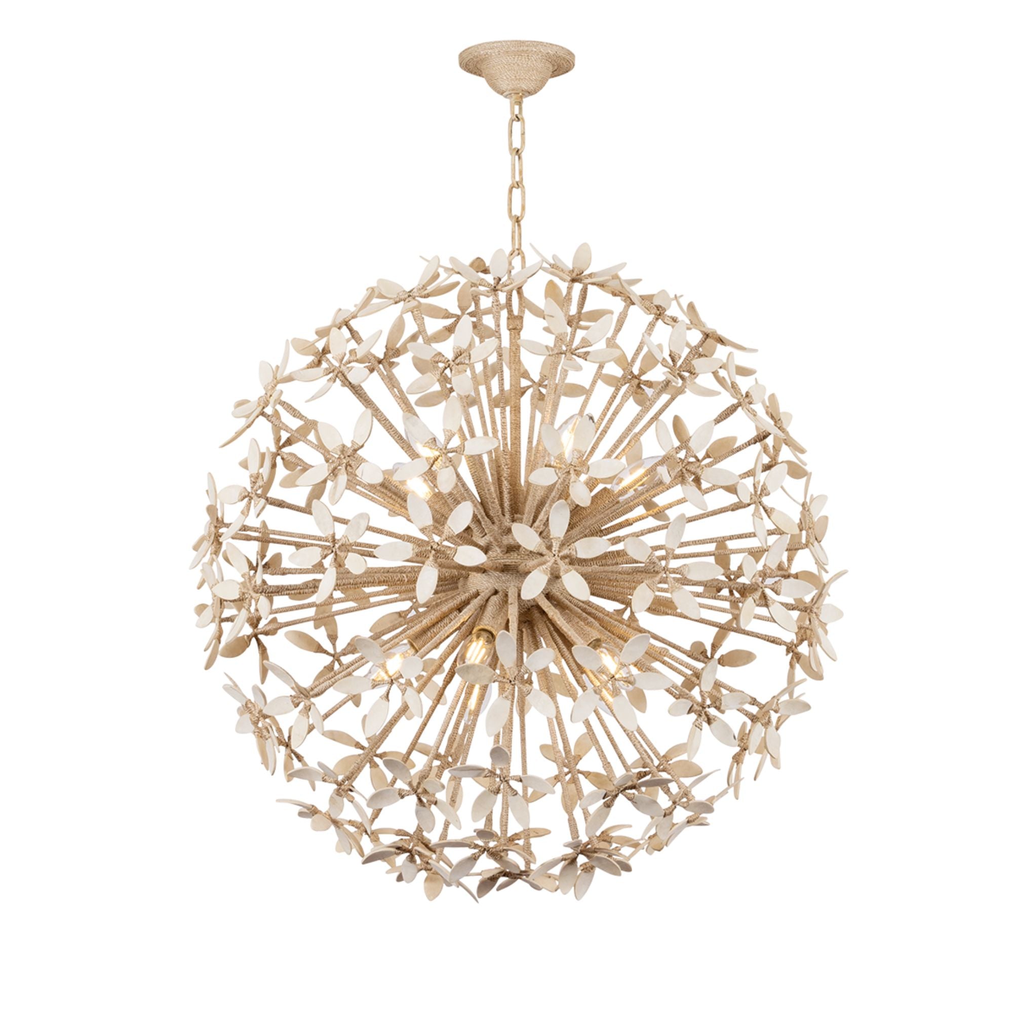 Corfu 30" 10-Light Chandelier, Ivory Coco Finish