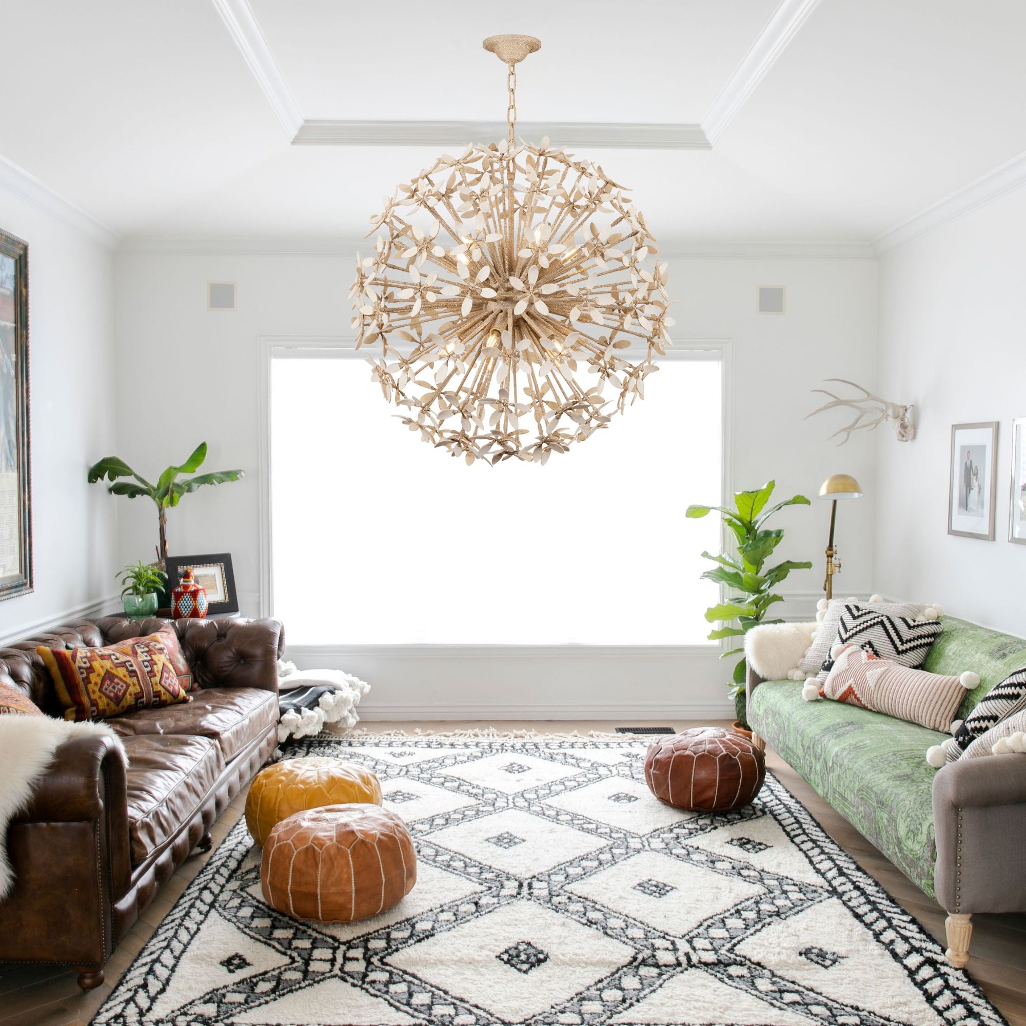Corfu 30" 10-Light Chandelier, Ivory Coco Finish