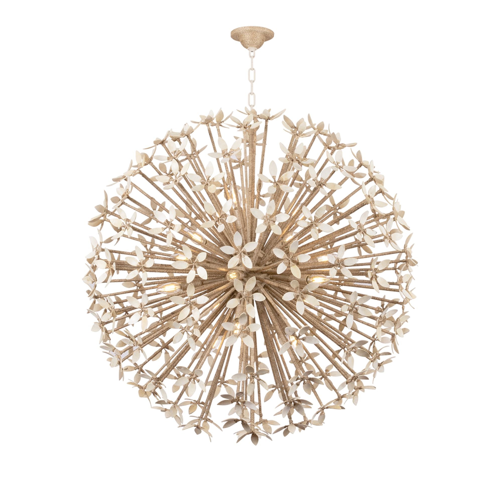 Corfu 40" 16-Light Chandelier, Ivory Coco Finish