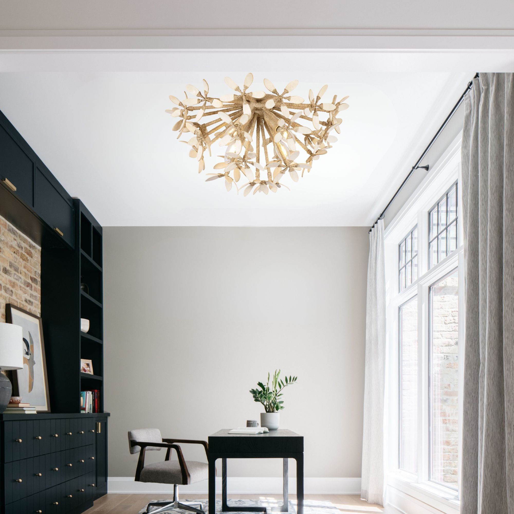 Corfu 20" 4-Light Semi Flush Mount, Ivory Coco Finish